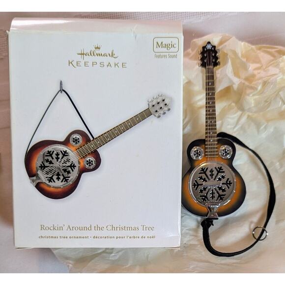 Rockin’ Around The Christmas Tree Guitar 2011 Hallmark Keepsake Magic Ornament - Picture 1 of 10